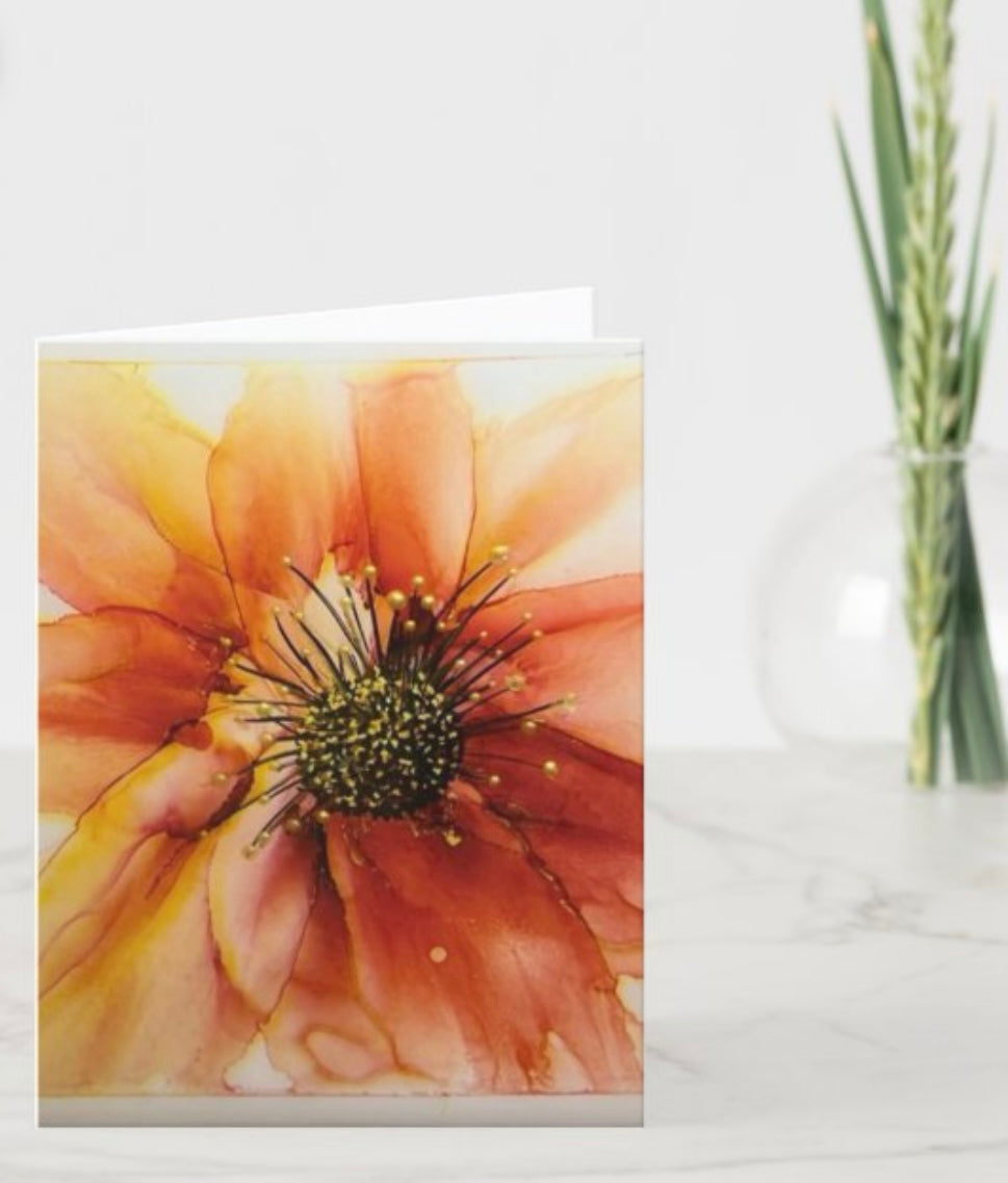 C-006 (5”x7”) Bloomin' in Yellow and Orange with cream envelope