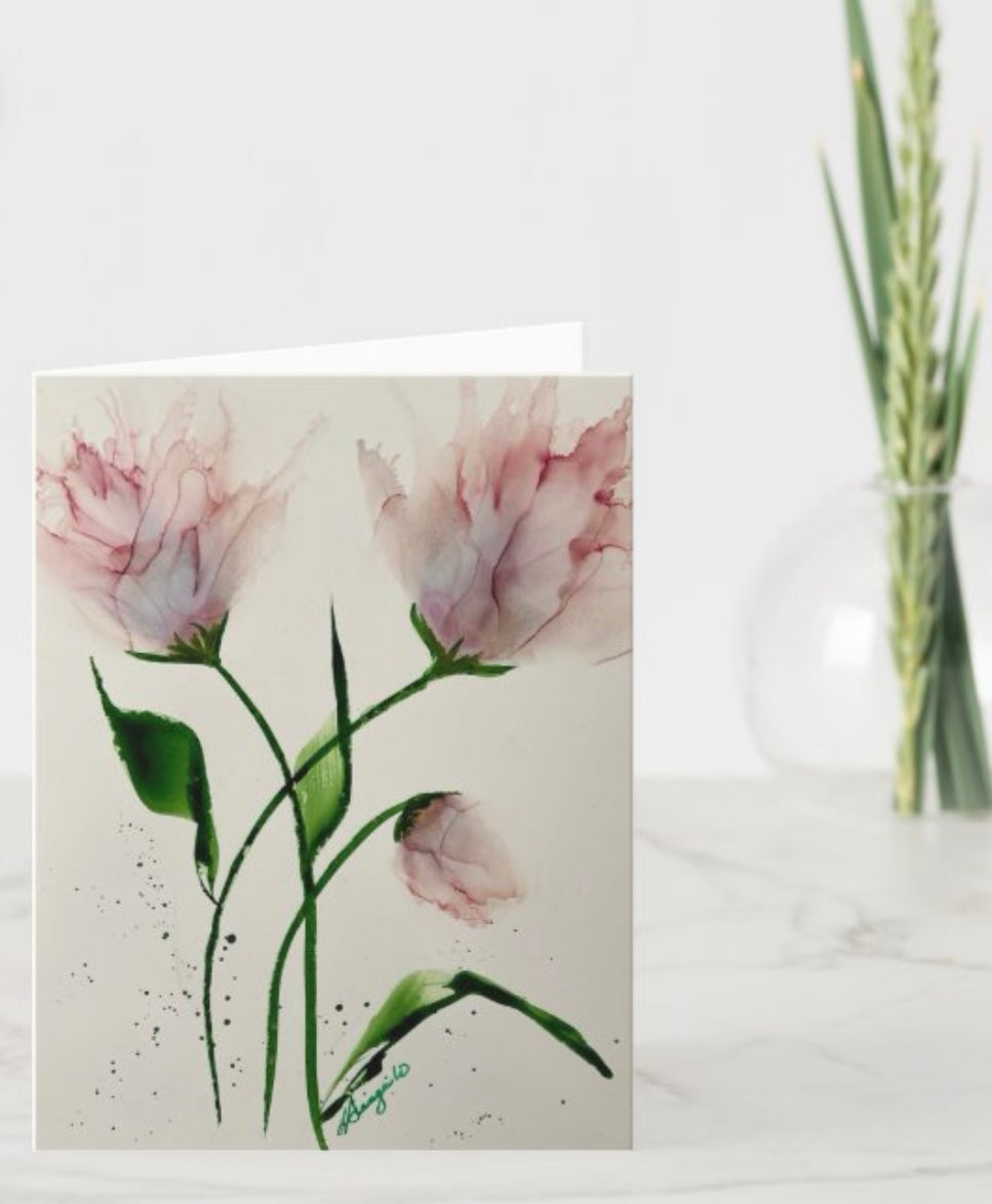 C-018 (4”x5.6”) Currant Colored Abstract Tulip