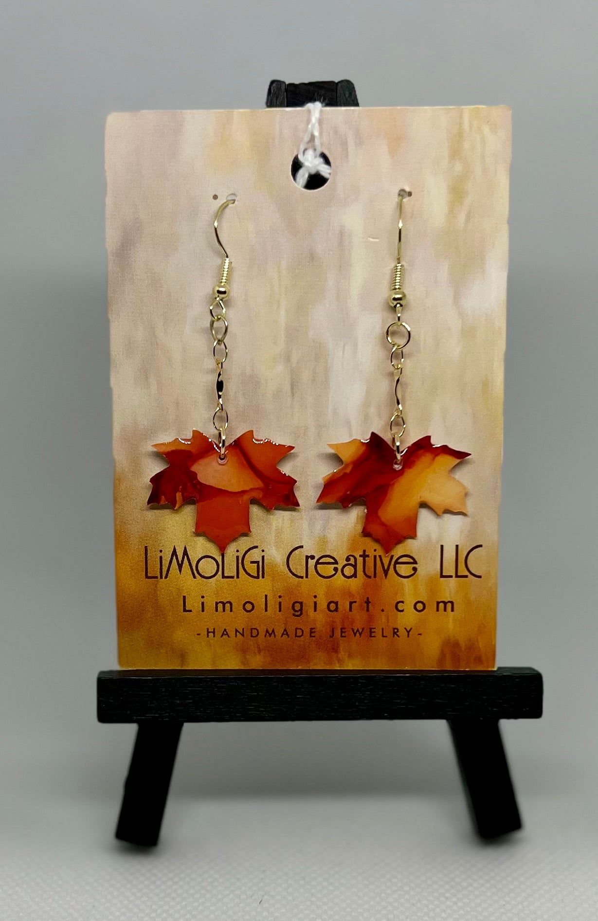 E24-107 Maple Leaf Maroon with gold dangle #1