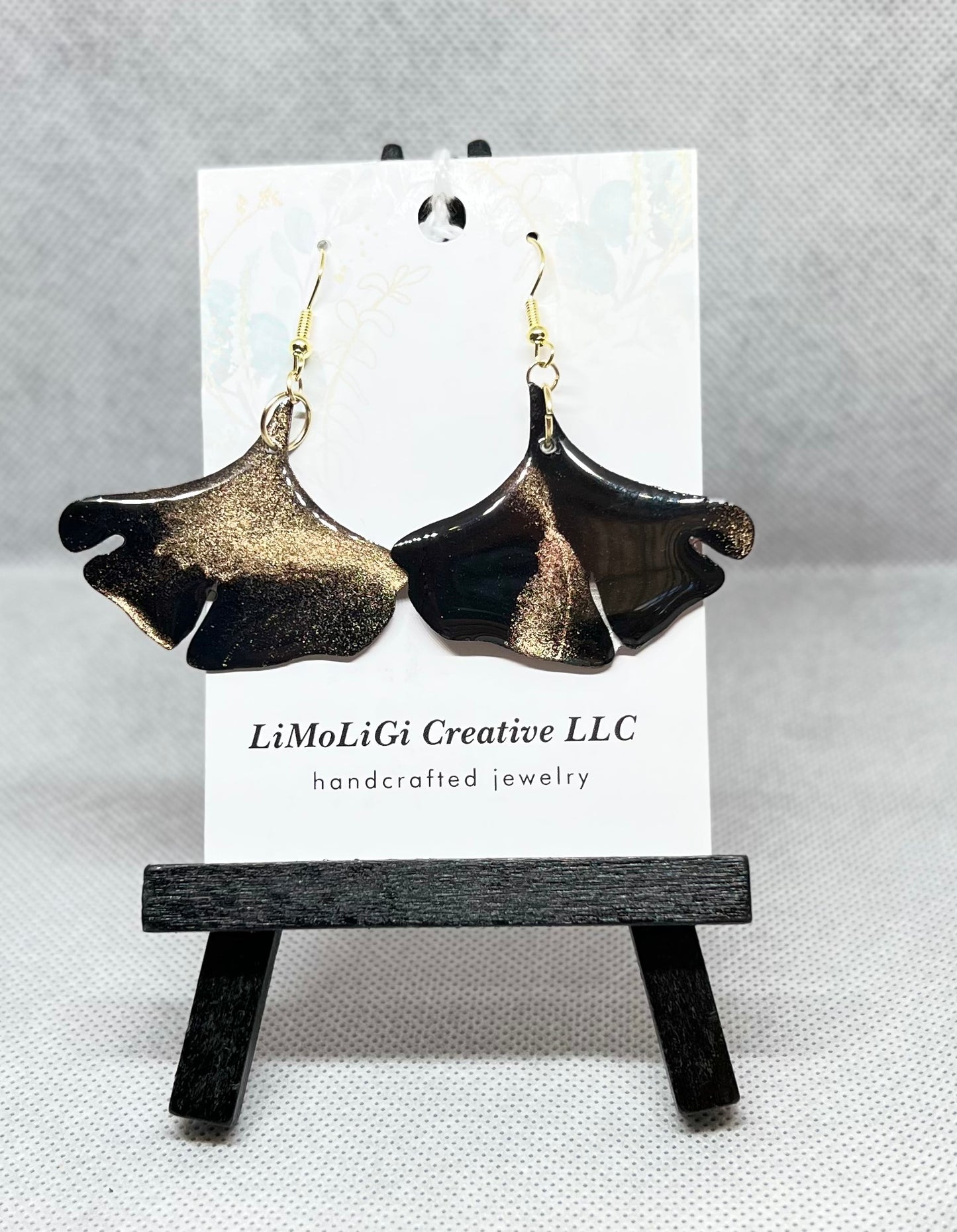 E25-013 Black and Gold Ginkgo Leaf #2