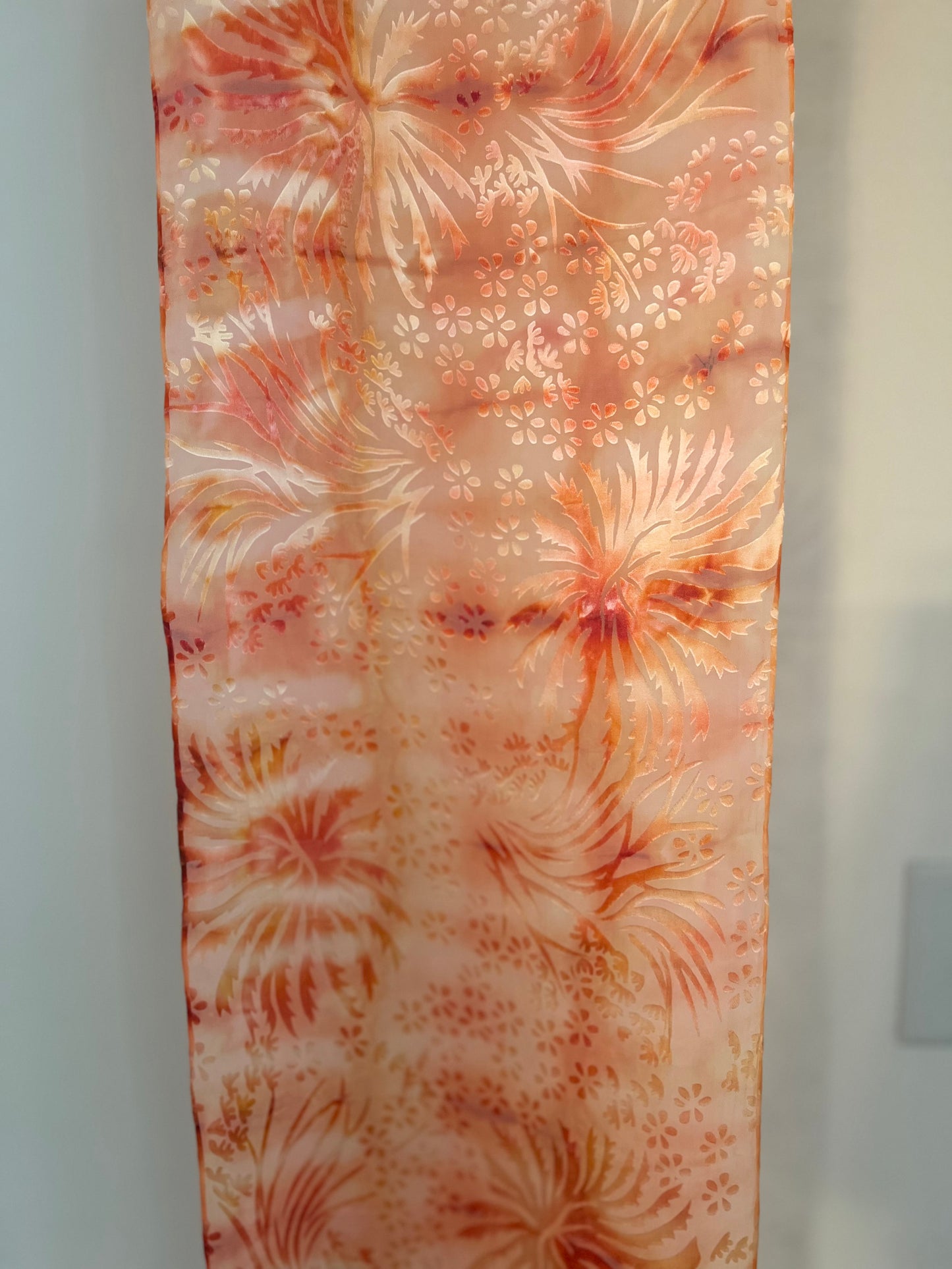 SS-061 Mum Print with Red, Orange and Yellow with Shibori Folding