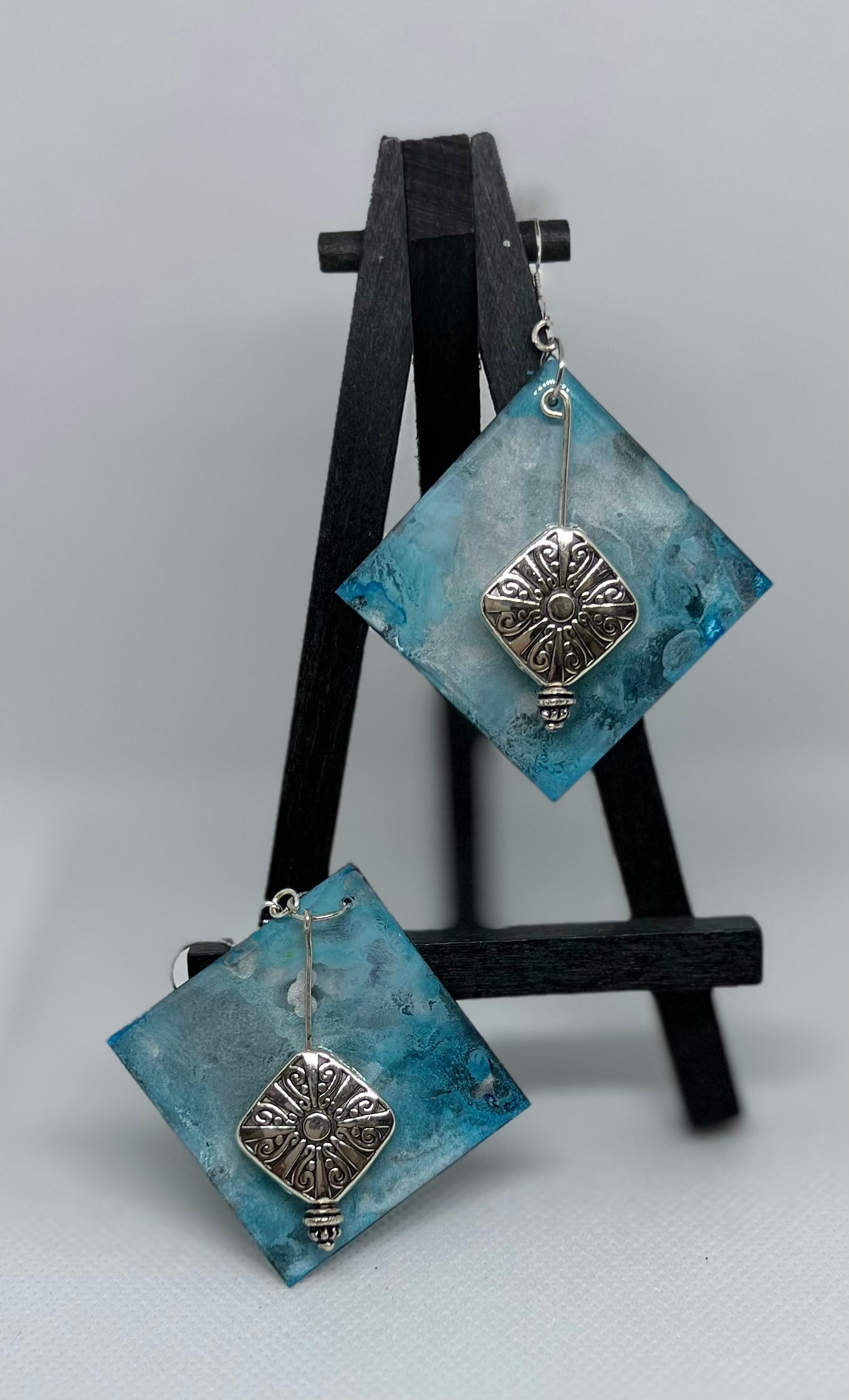 Blue Silver and Black Squares with added charm