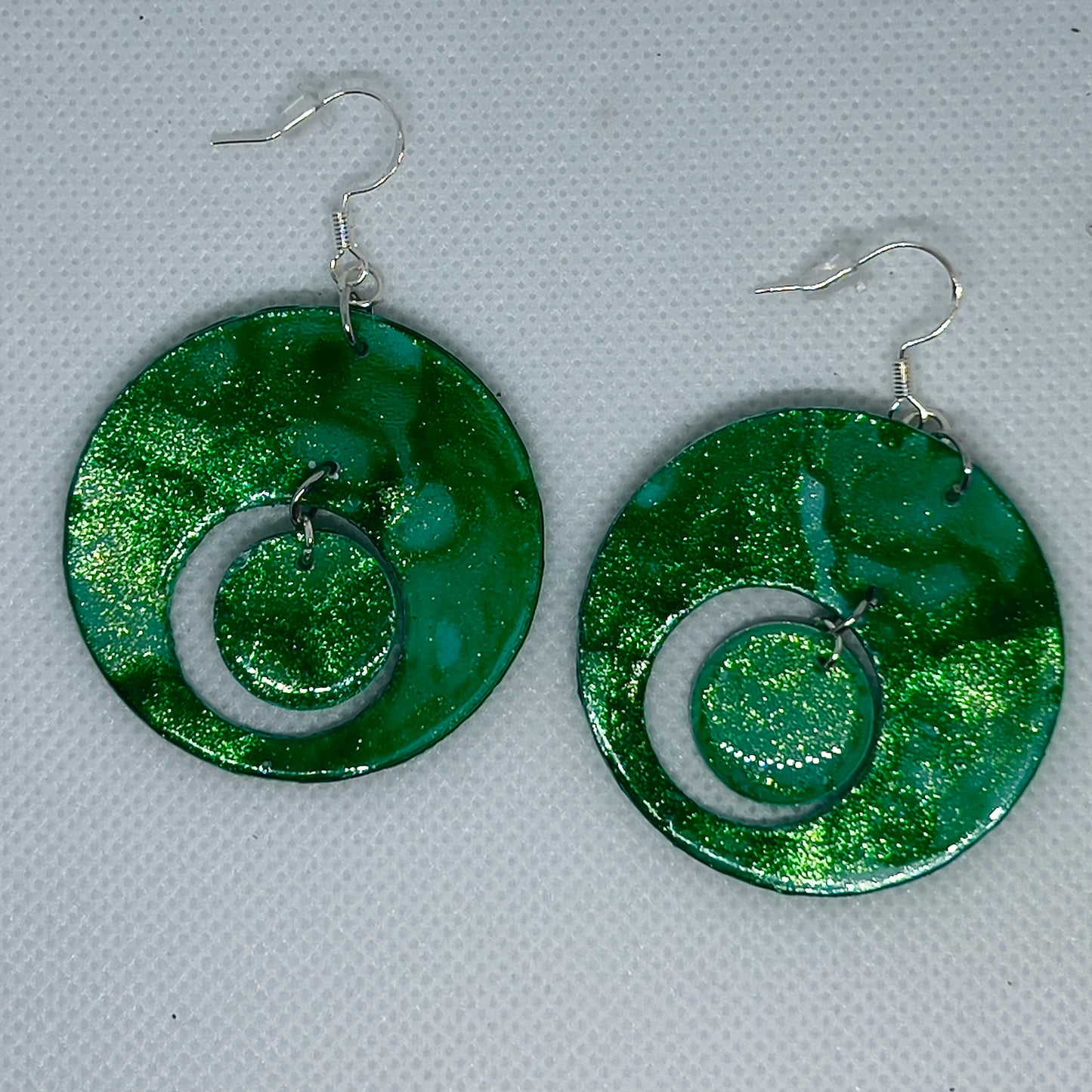 E015-Ocean Glitter Green Circle within Circle