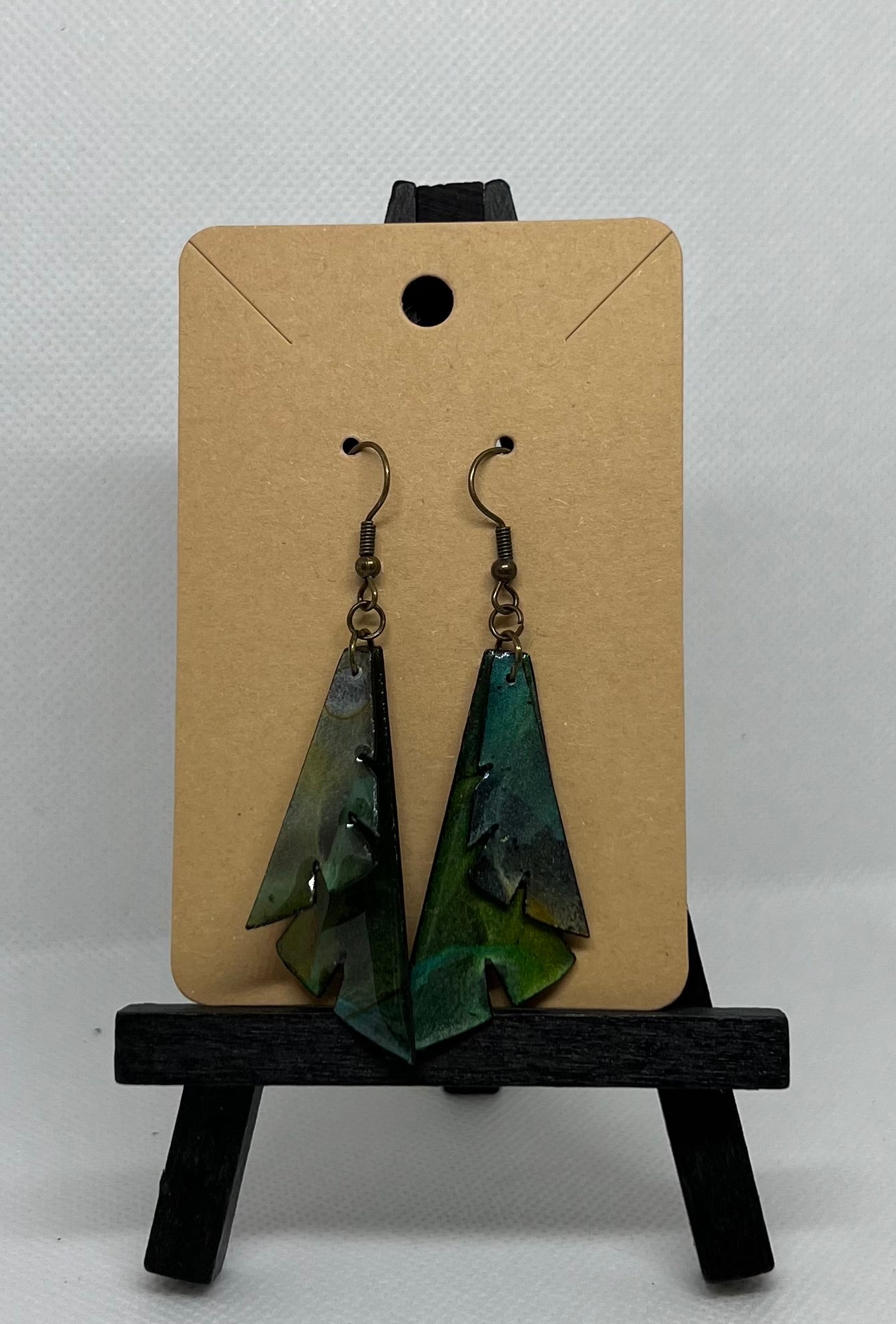 Blue/Green Hue Feathers on Black Nara Paper