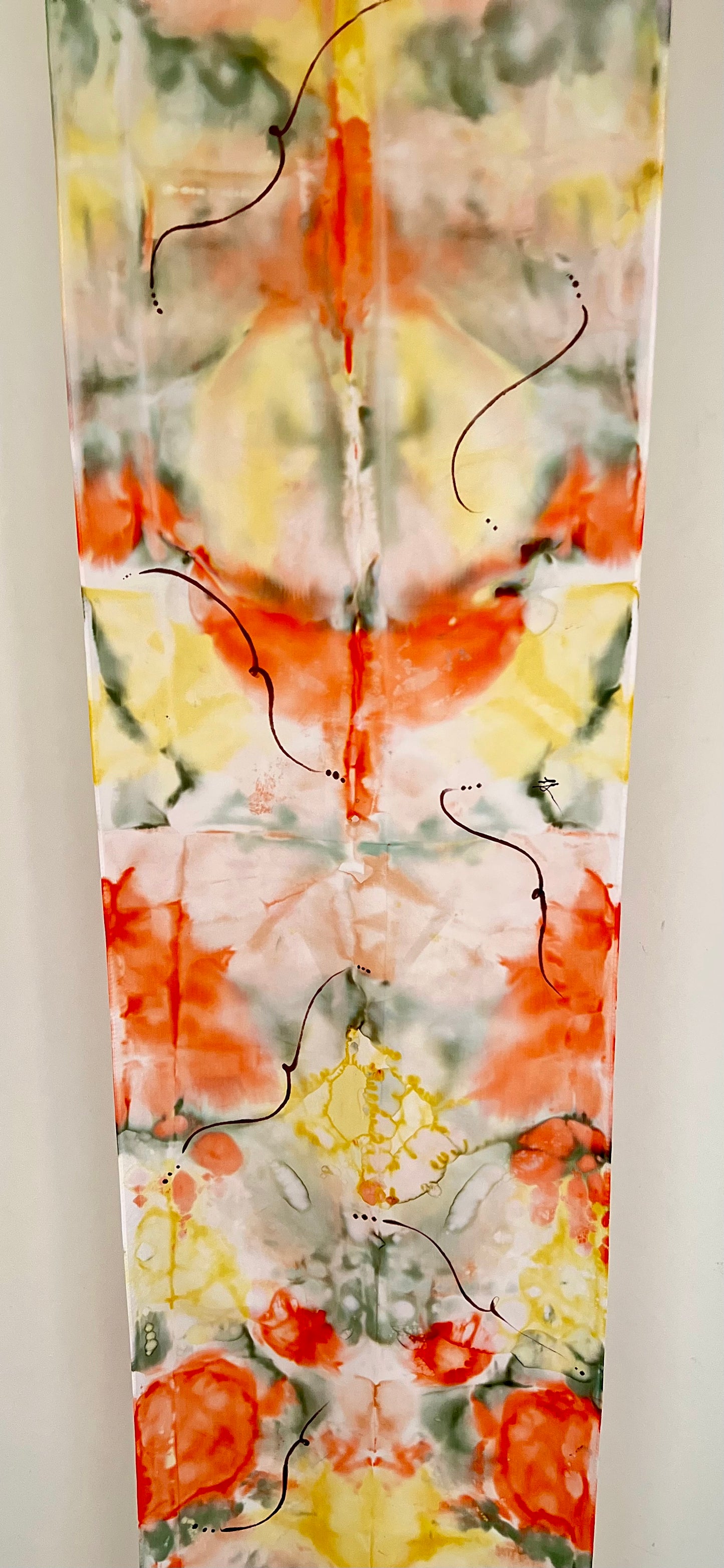 SS-051 Abstract Orange Yellow and Stream with brown swirls