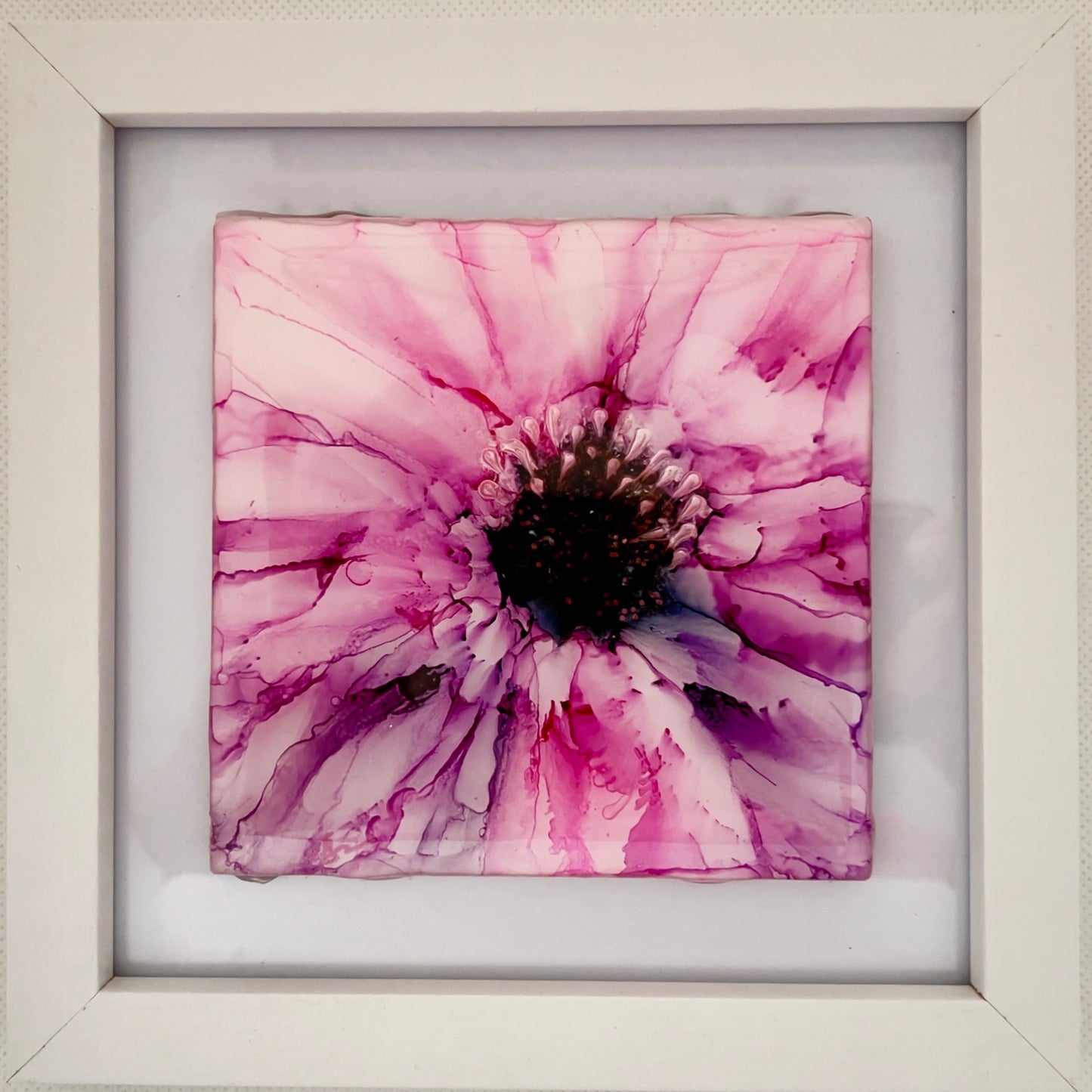 T24- Pink Floral in White Frame