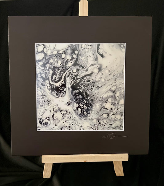 P-011A - Black and White Acrylic Pour