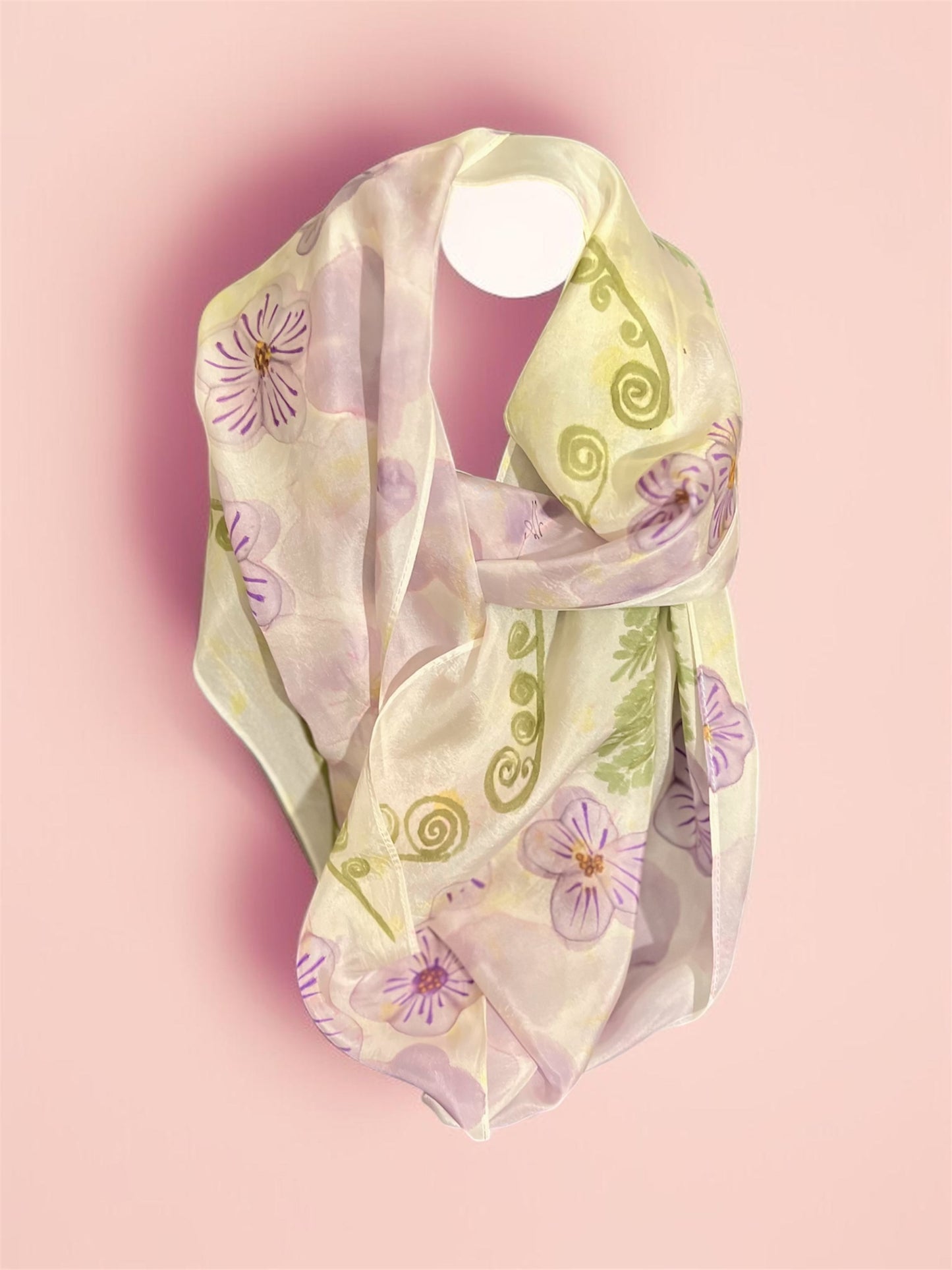 SS-080 Purple flowers and ferns with sunshine