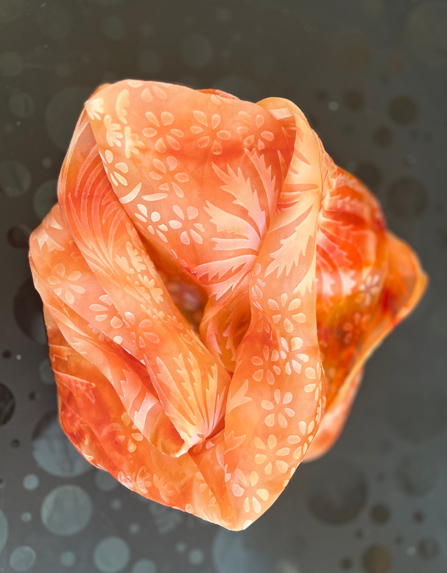 SS-061 Mum Print with Red, Orange and Yellow with Shibori Folding