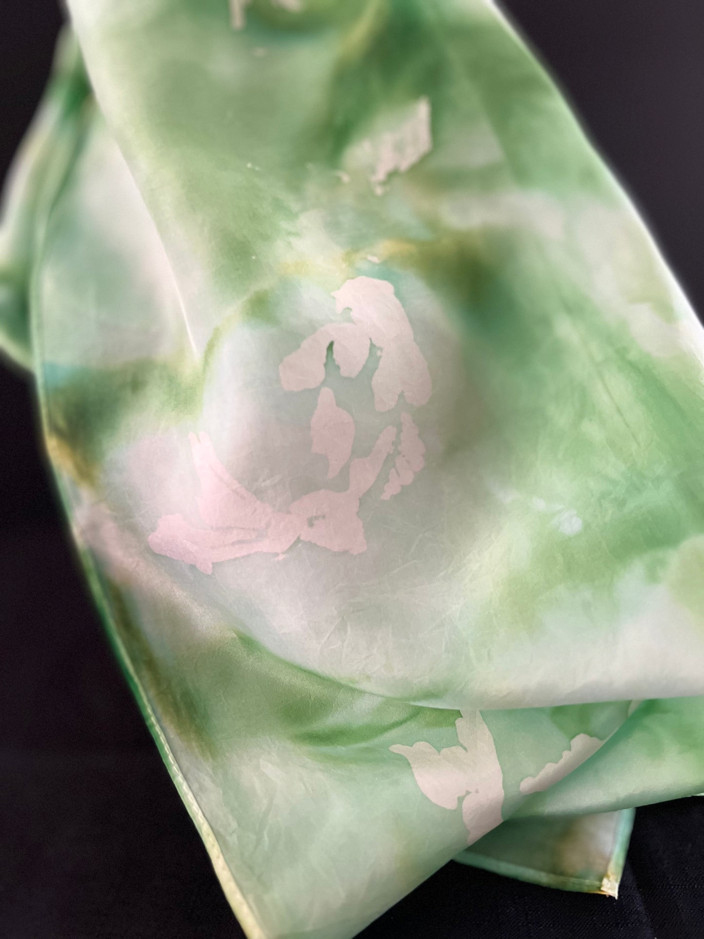 SS - 008 Silk Scarf Greens with Koi Batik