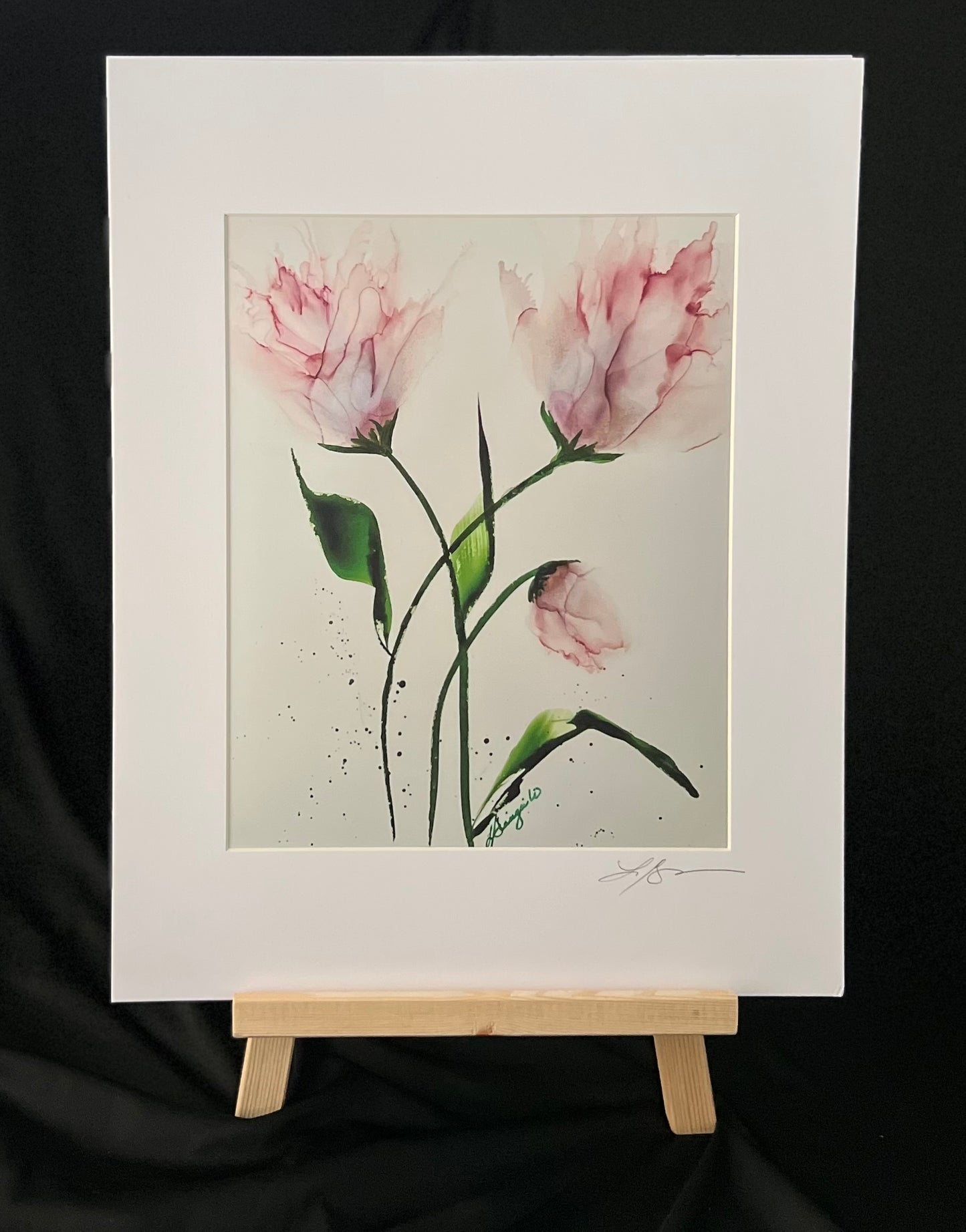 P-001B -Colored Tulips Alcohol Ink - Matte Print