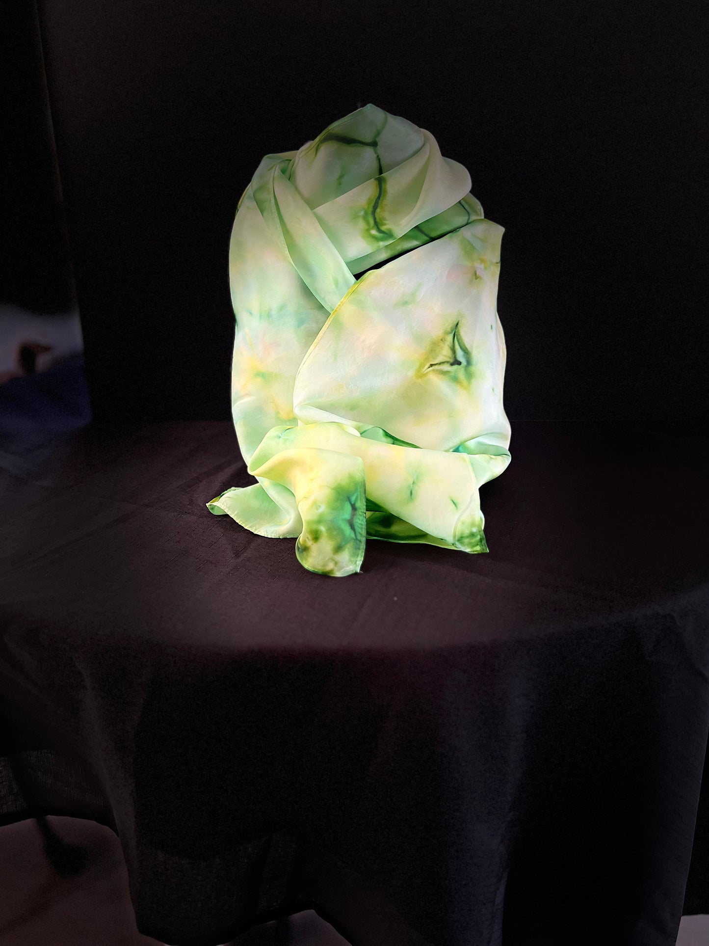 SS - 010 Silk Scarf Green and Yellow Scarf