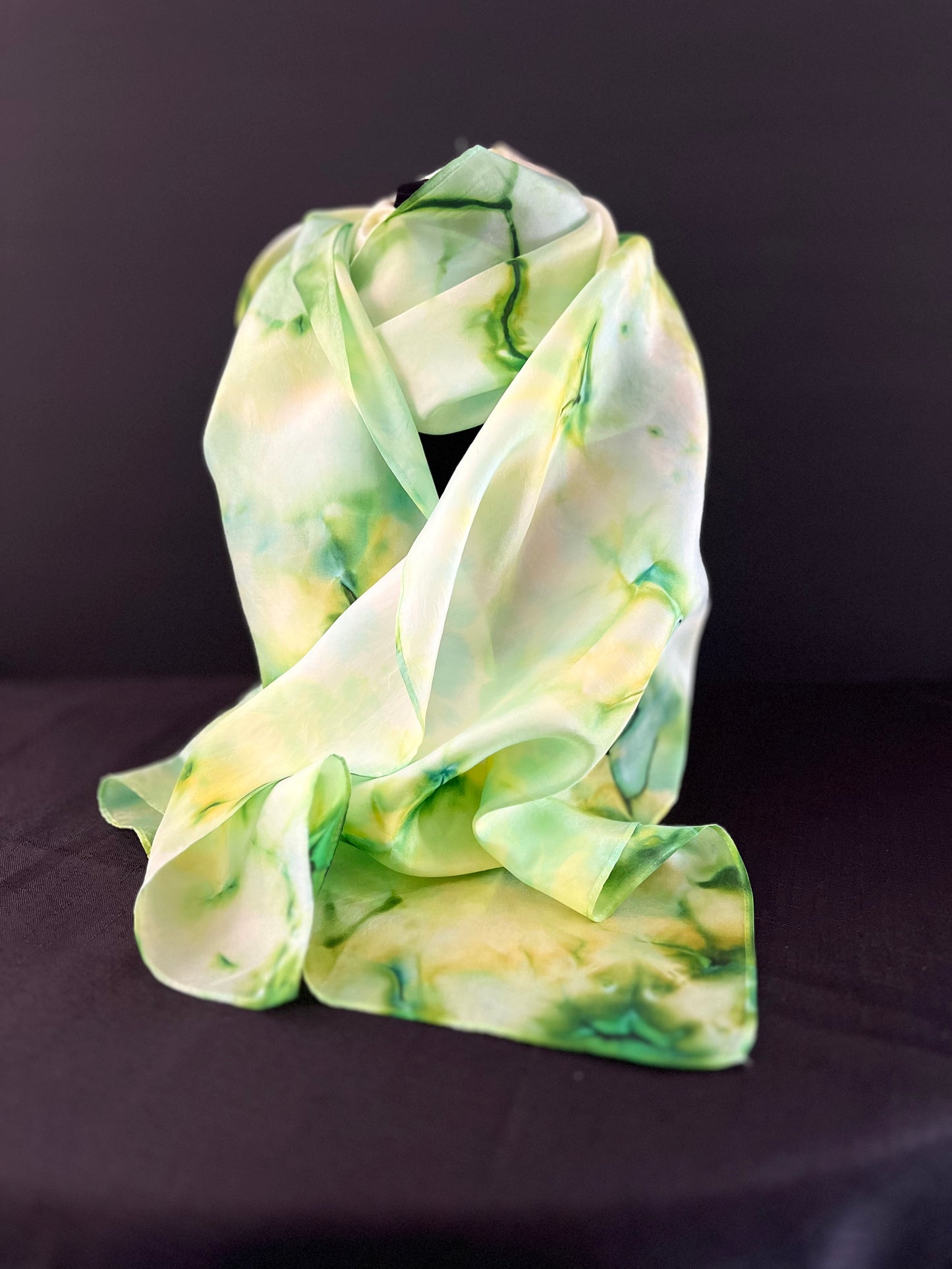 SS - 010 Silk Scarf Green and Yellow Scarf