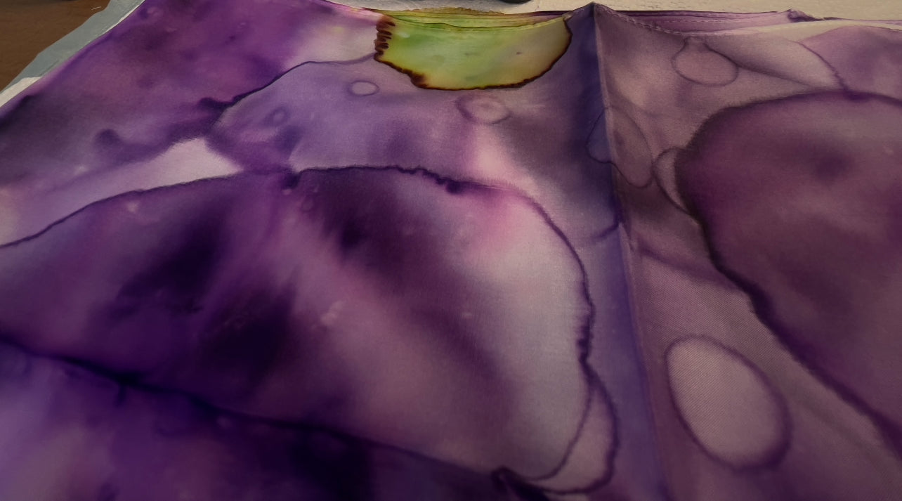 SS - 001 Silk Scarf in Purples and Green