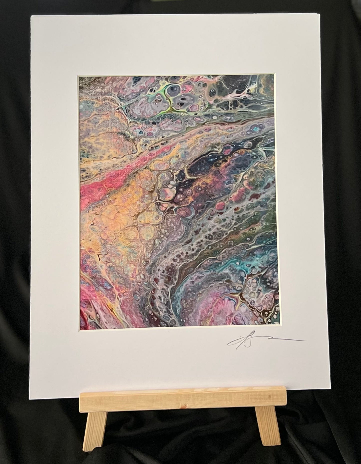 P-009A Stream of Colors Acrylic Pour - Metallic Print