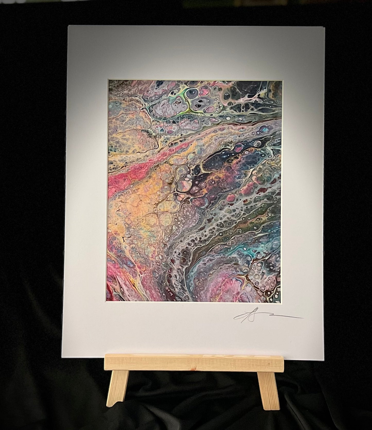 P-009A Stream of Colors Acrylic Pour - Metallic Print