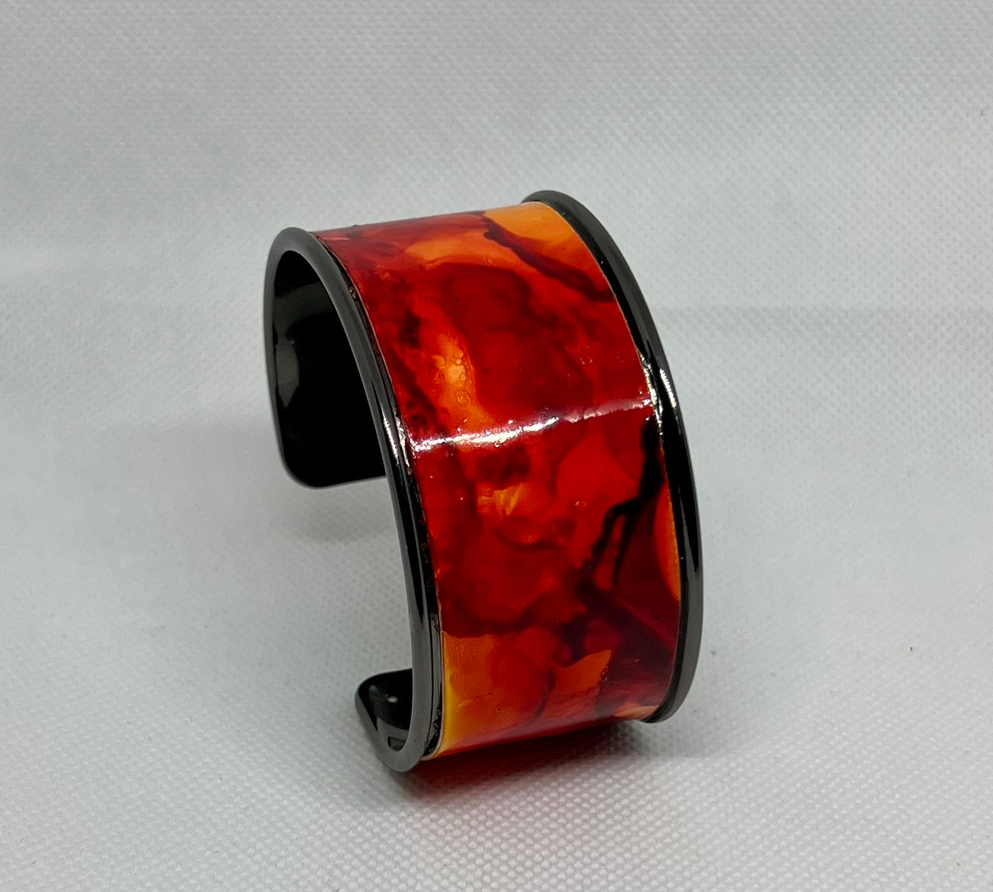 B-004 Red/Yellow Fire Bracelet on Pewter