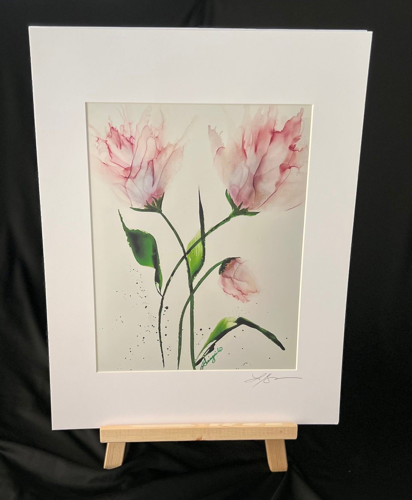 P-001B -Colored Tulips Alcohol Ink - Matte Print