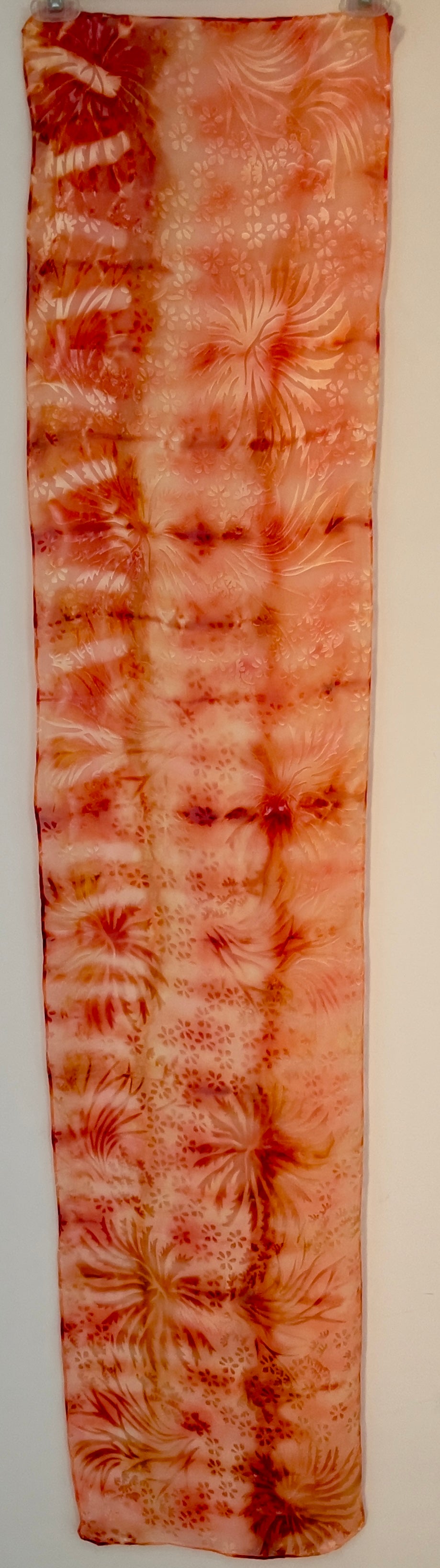 SS-061 Mum Print with Red, Orange and Yellow with Shibori Folding