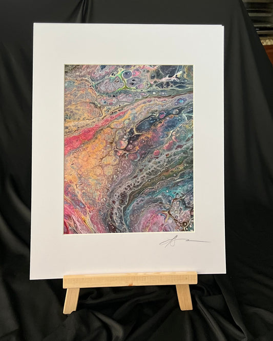 P-009A Stream of Colors Acrylic Pour - Metallic Print