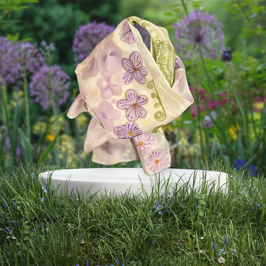 SS-080 Purple flowers and ferns with sunshine