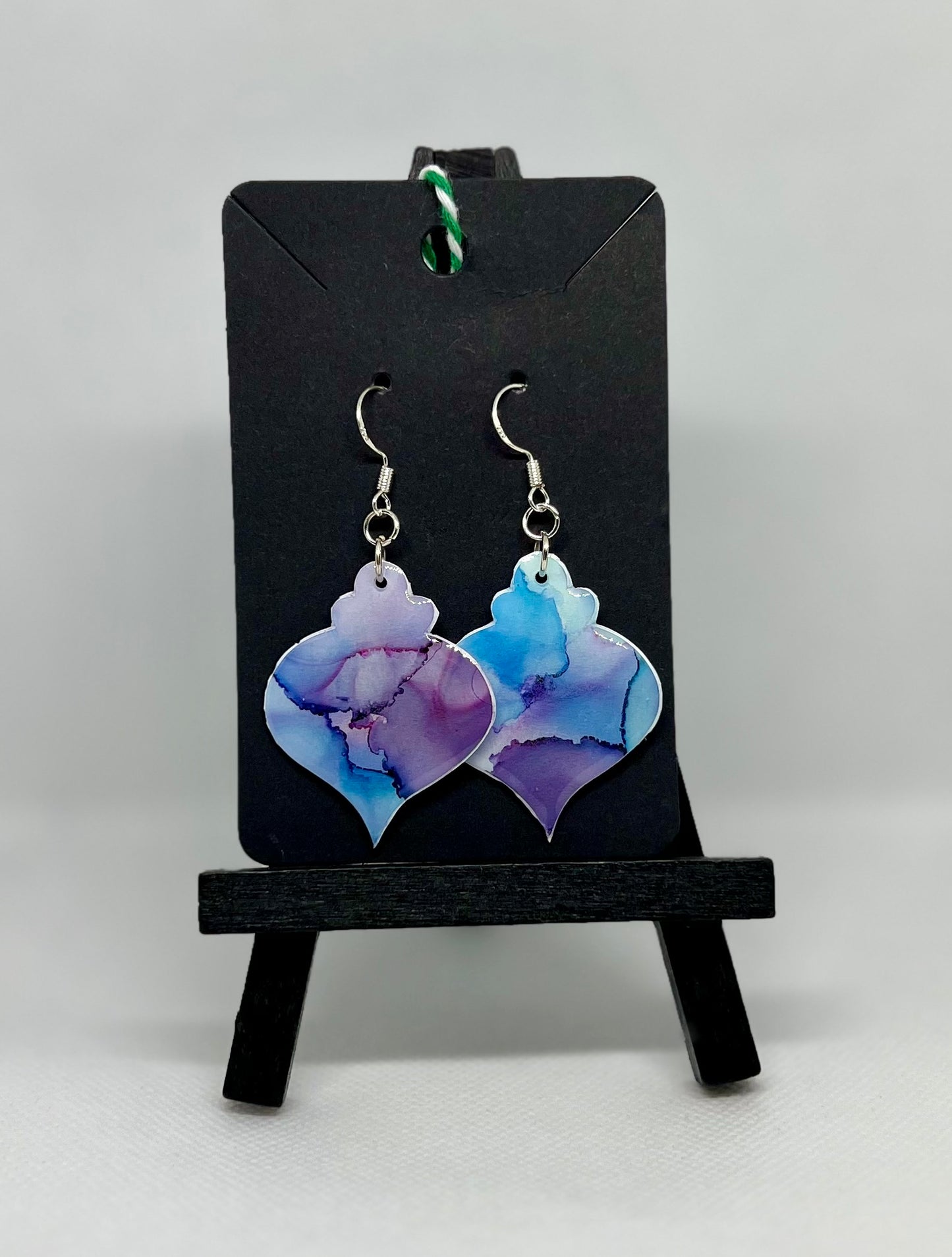 E154-Blue Wide Ornament Marbled #1 - Purples and Blue