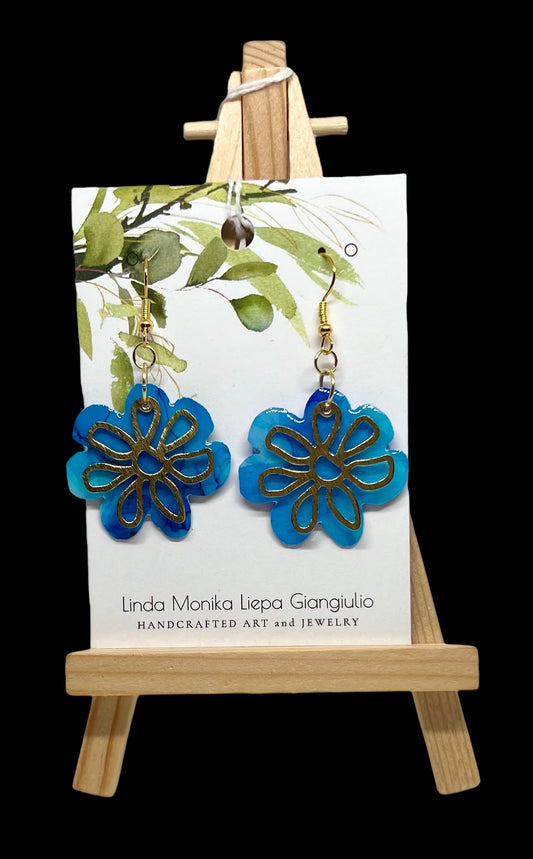 E24-031-Blue Flower with Gold Overlay