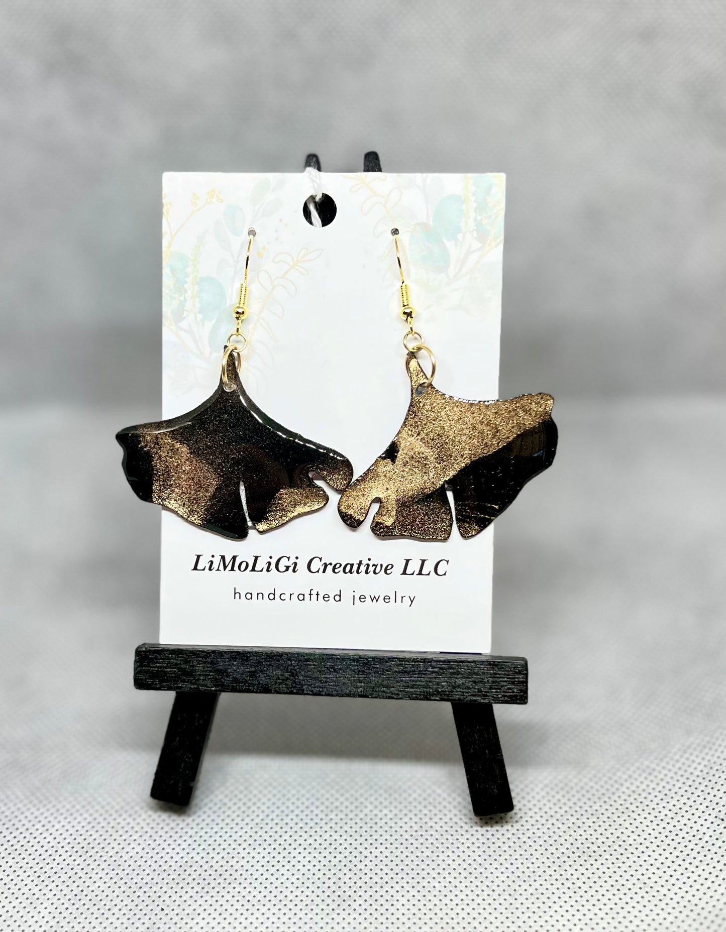 E25-012 Black and Gold Ginkgo Leaf #1