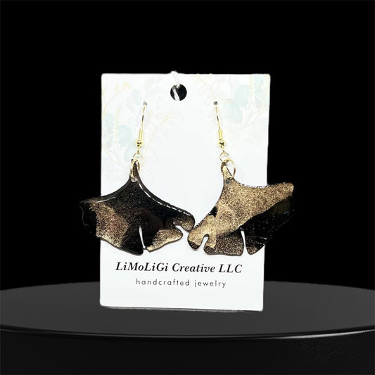 E25-012 Black and Gold Ginkgo Leaf #1