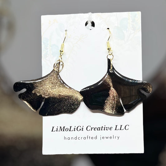 E25-013 Black and Gold Ginkgo Leaf #2