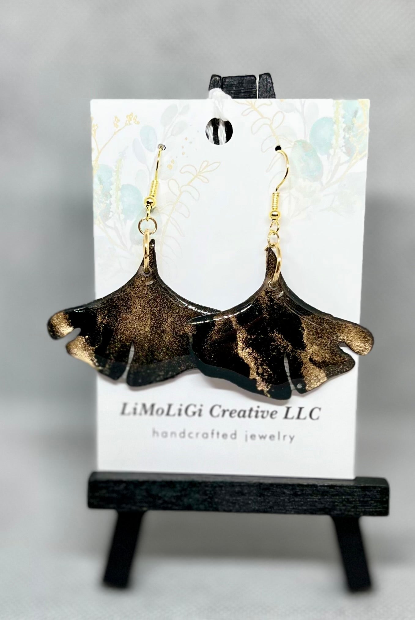 E25-015 Black and Gold Ginkgo Leaf #4