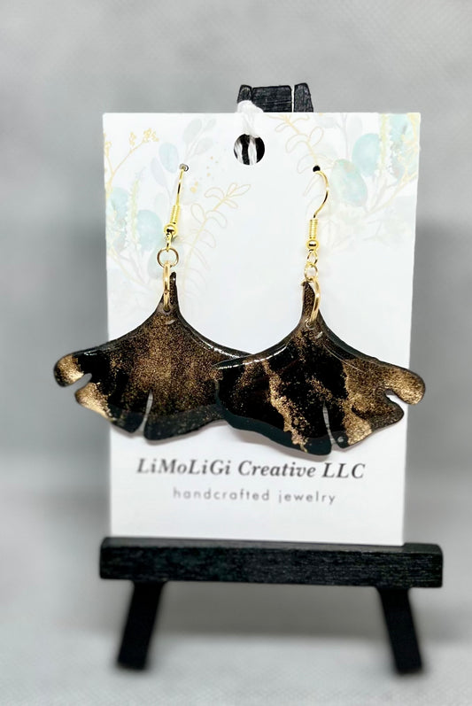 E25-015 Black and Gold Ginkgo Leaf #4