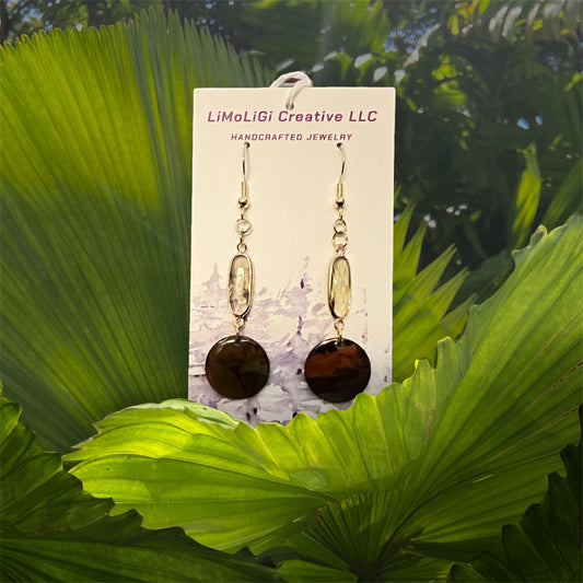 E25-023 Burnt Orange Circle with Topaz Crystal Connector