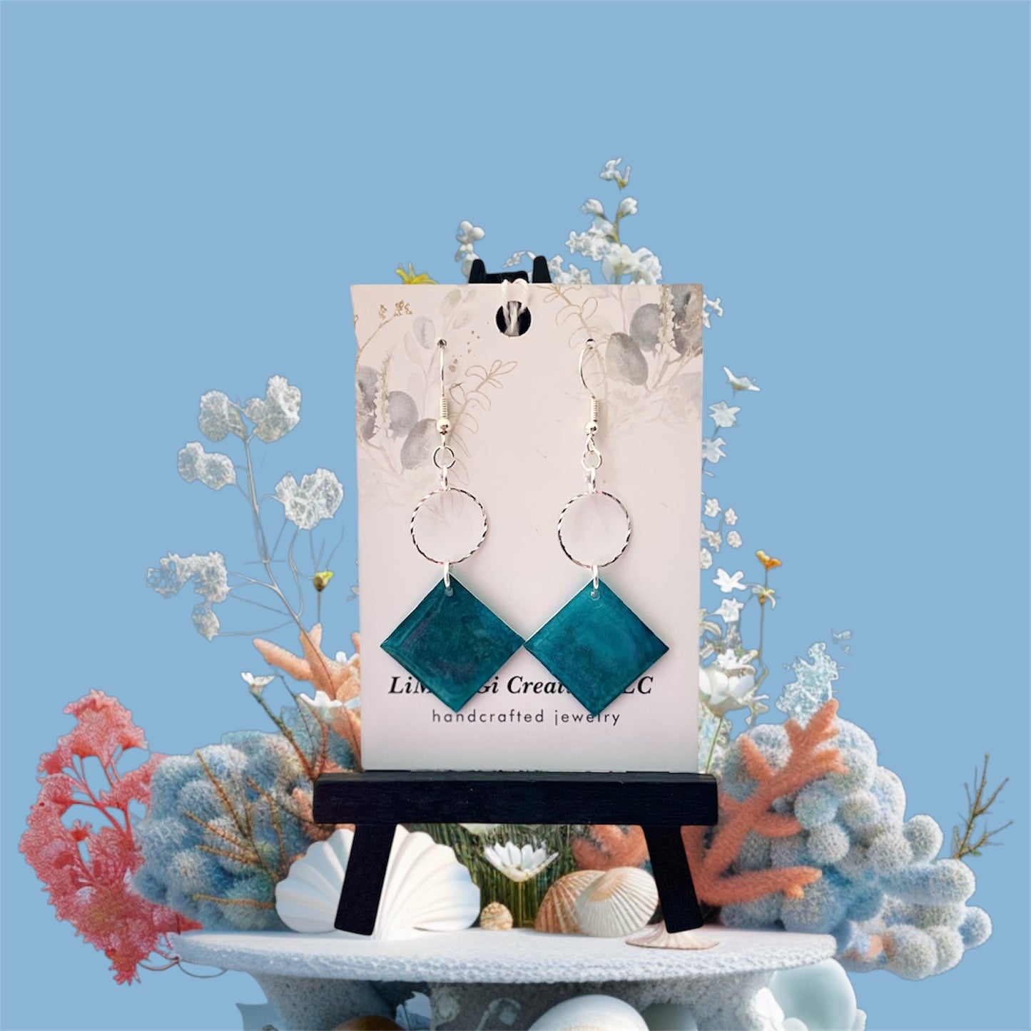 E25-024 Blue Diamonds with Silver Circle #2