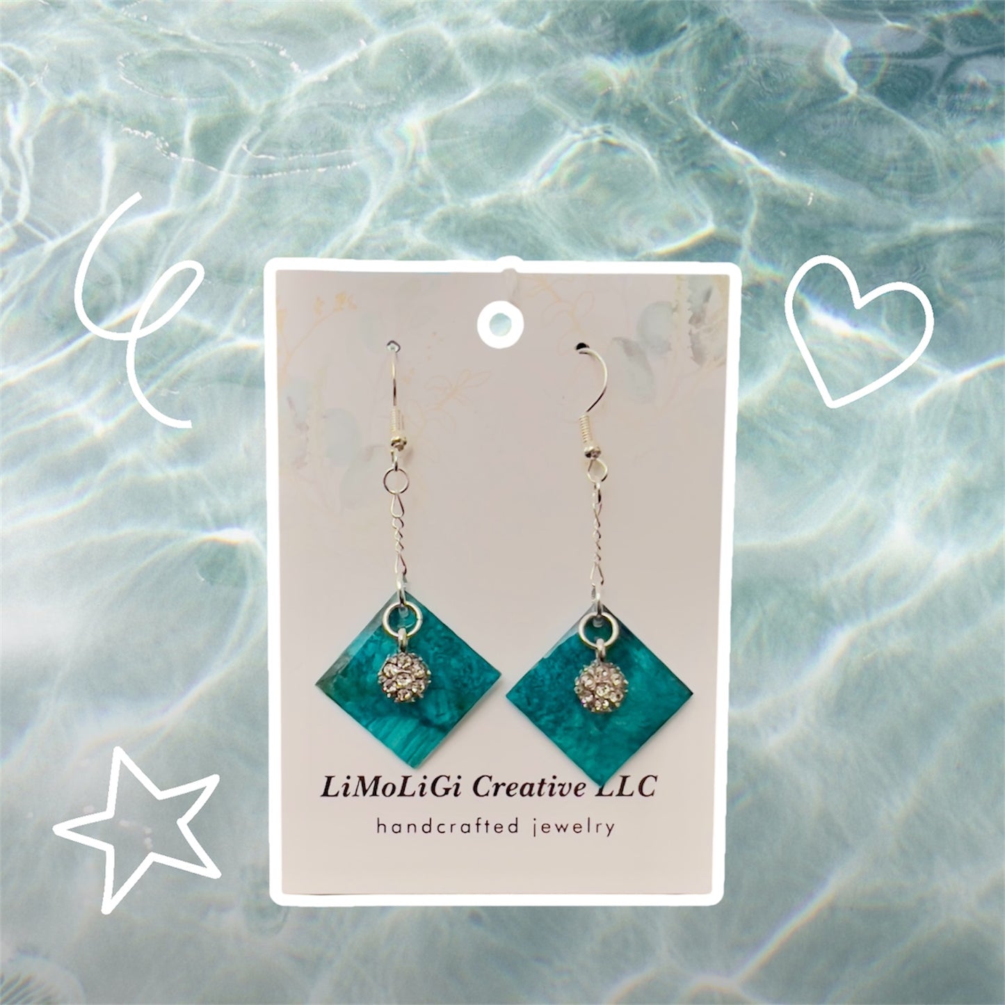 E25-030 Blue Diamond with Crystal Flower