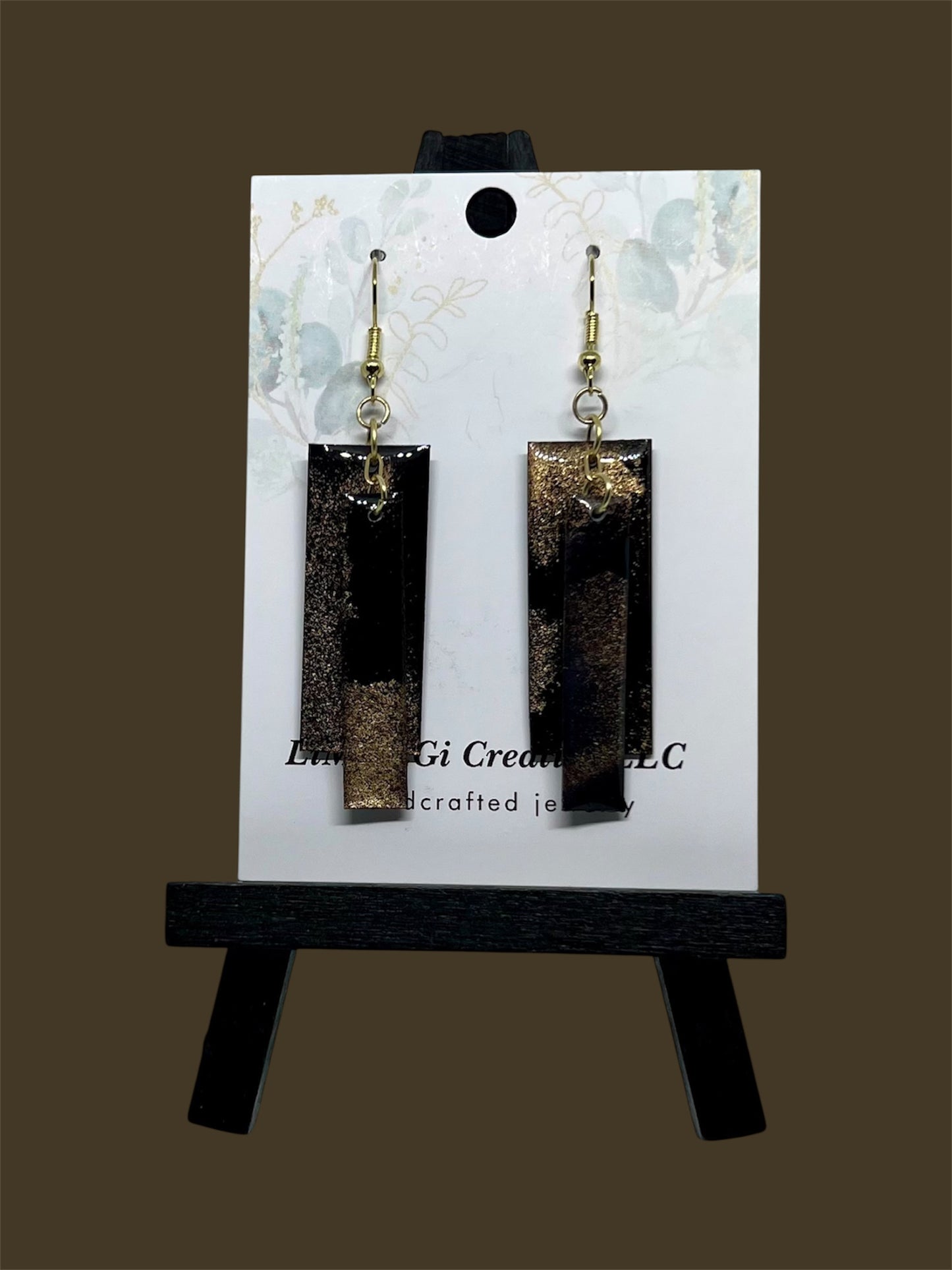 E25-061 Black and Gold Layered Rectangles