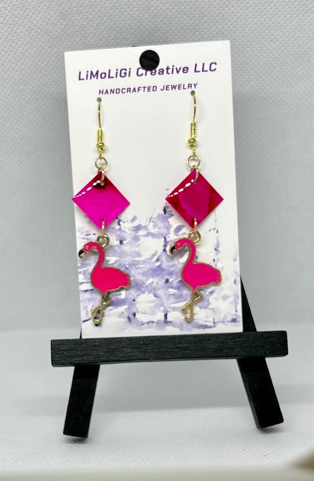 E25-075 Pink Flamingos with Squares