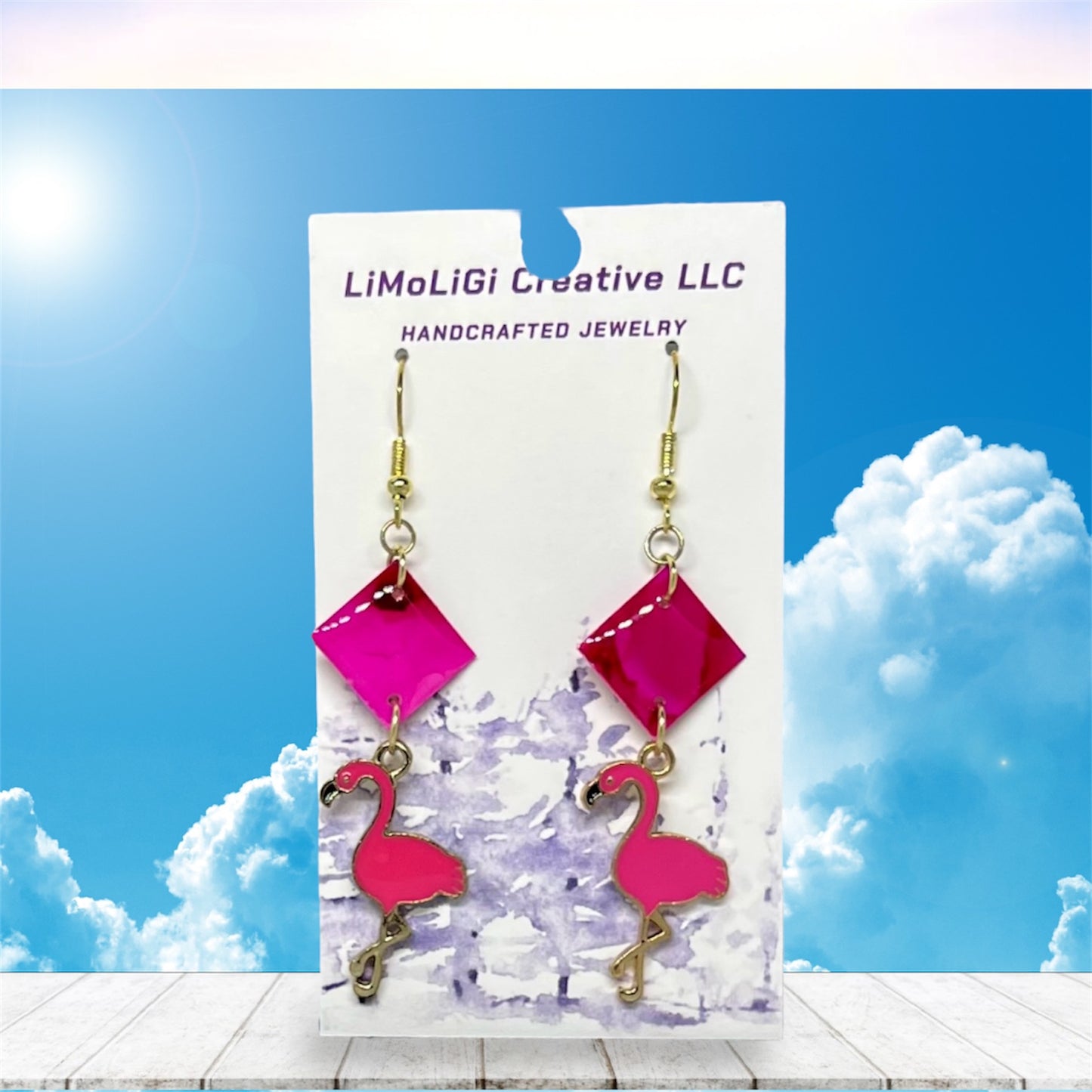 E25-075 Pink Flamingos with Squares