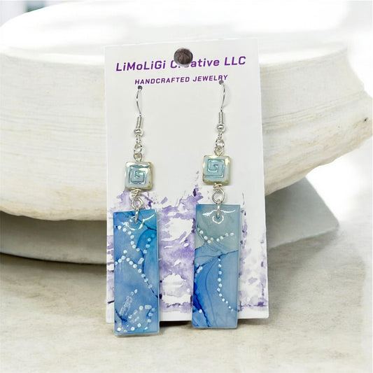 E25-079 Blue with Silver Dots and Square Bead