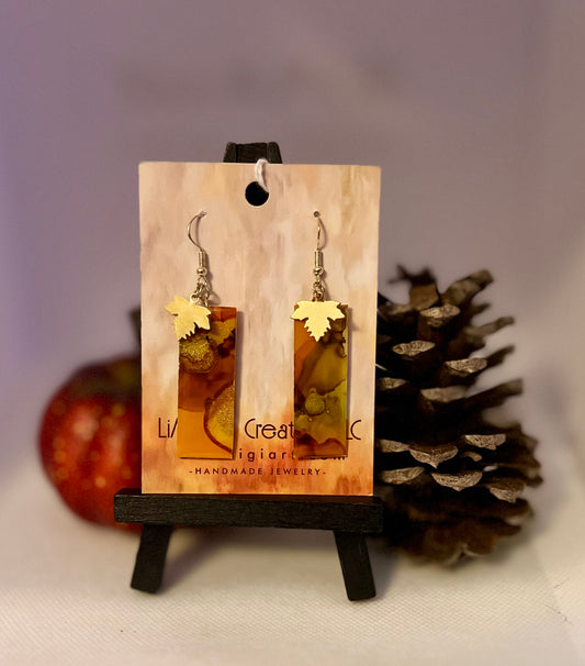 E25-092 Fall Rectangles with Gold Leaf