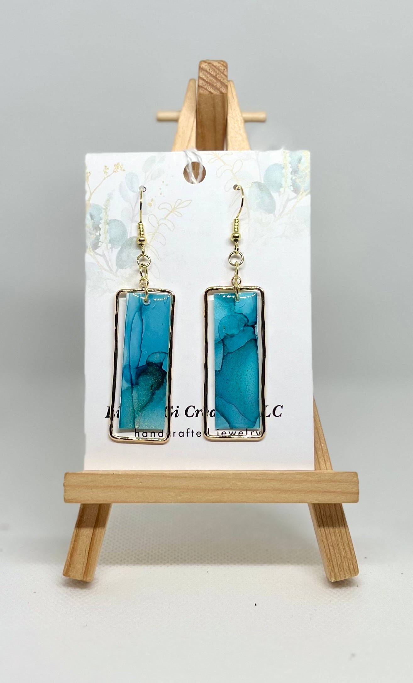 E25-105 Blue and Gold Rectangle Inside Gold Rectangle