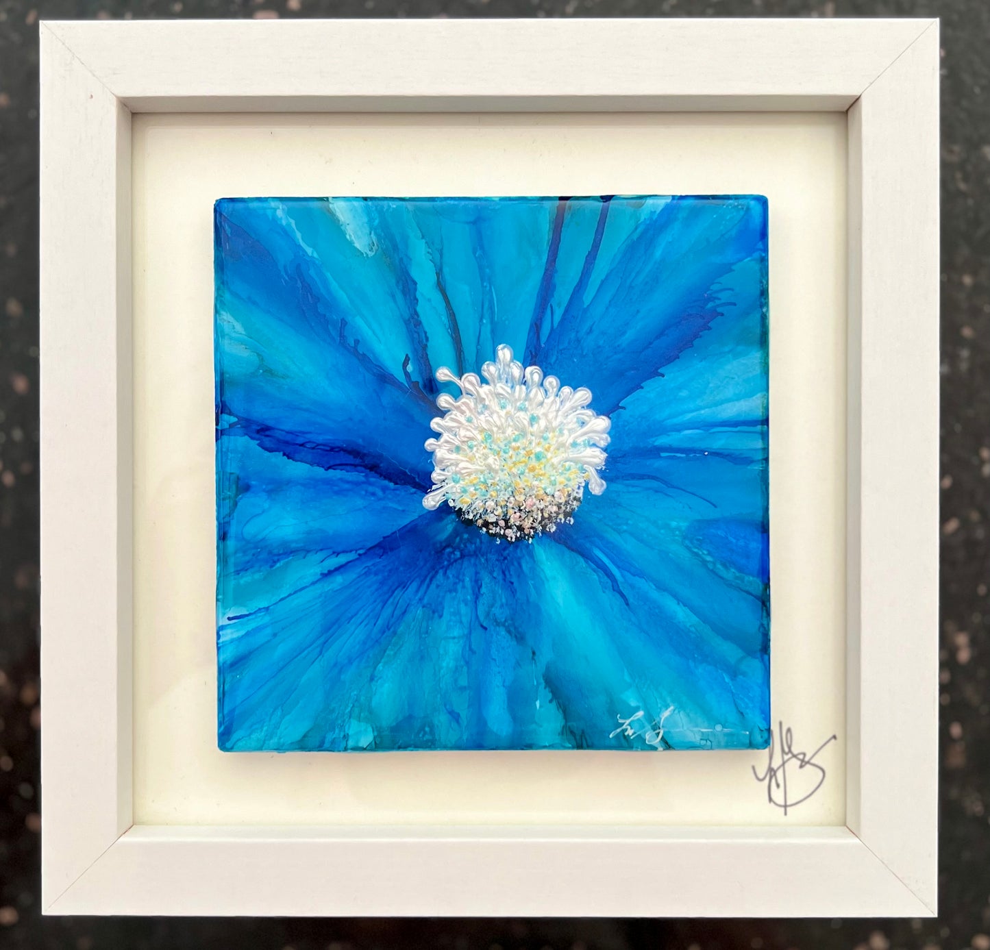 T19 - Bloomin’ Blue in White Frame