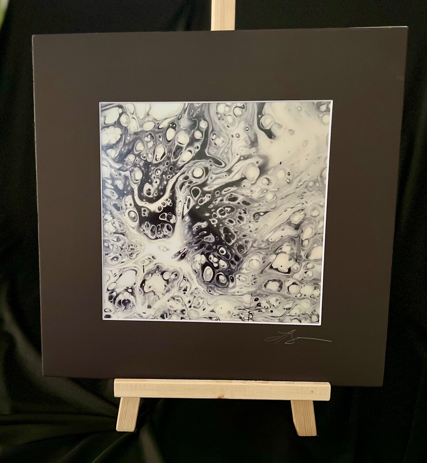 P-011A - Black and White Acrylic Pour