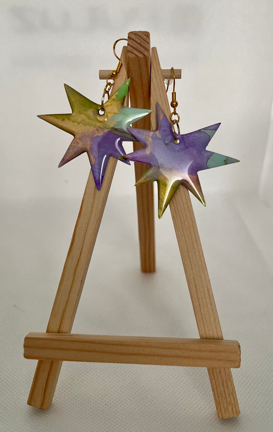 E077-Funky stars in purple/green/gold