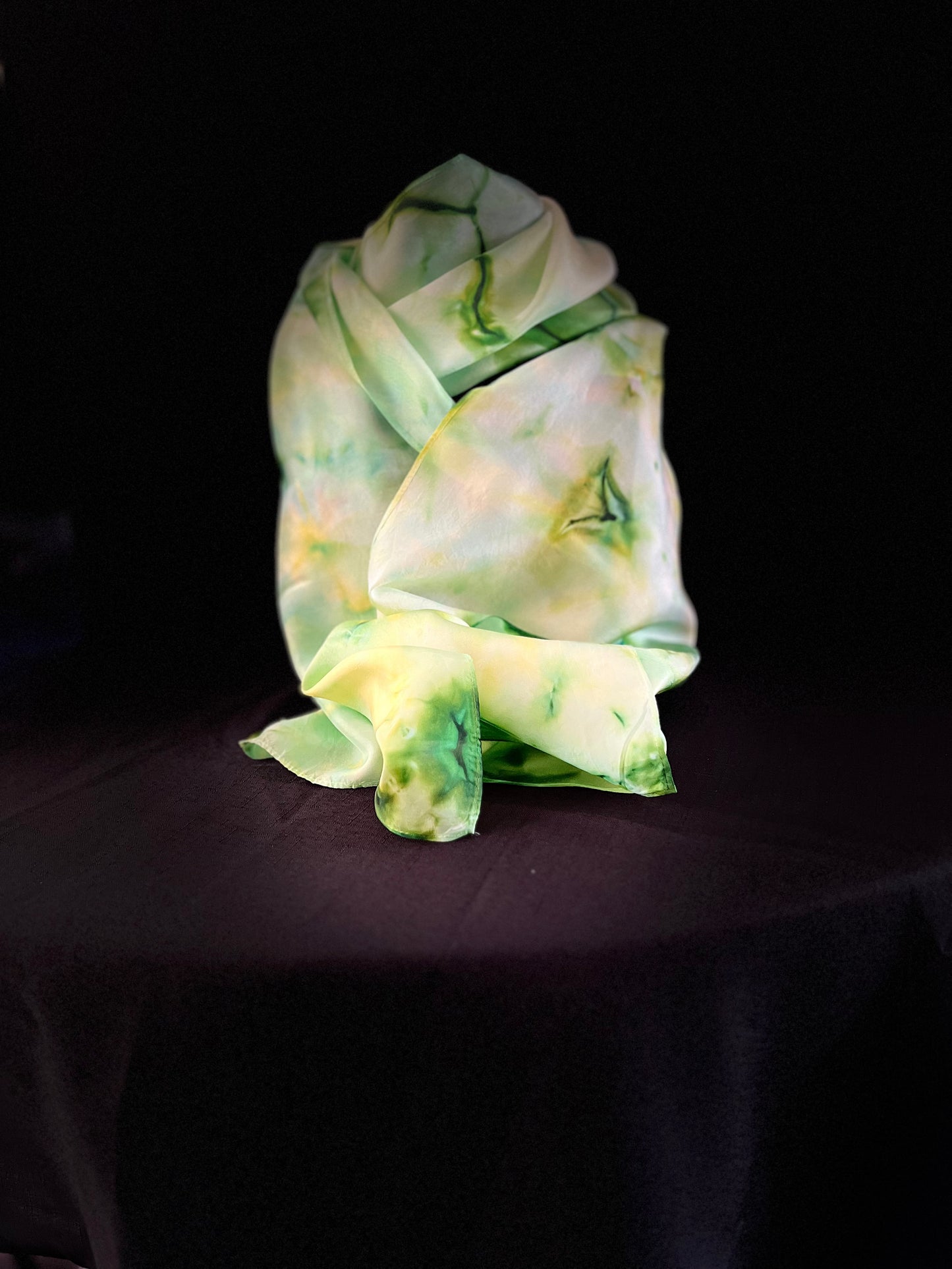 SS - 010 Silk Scarf Green and Yellow Scarf