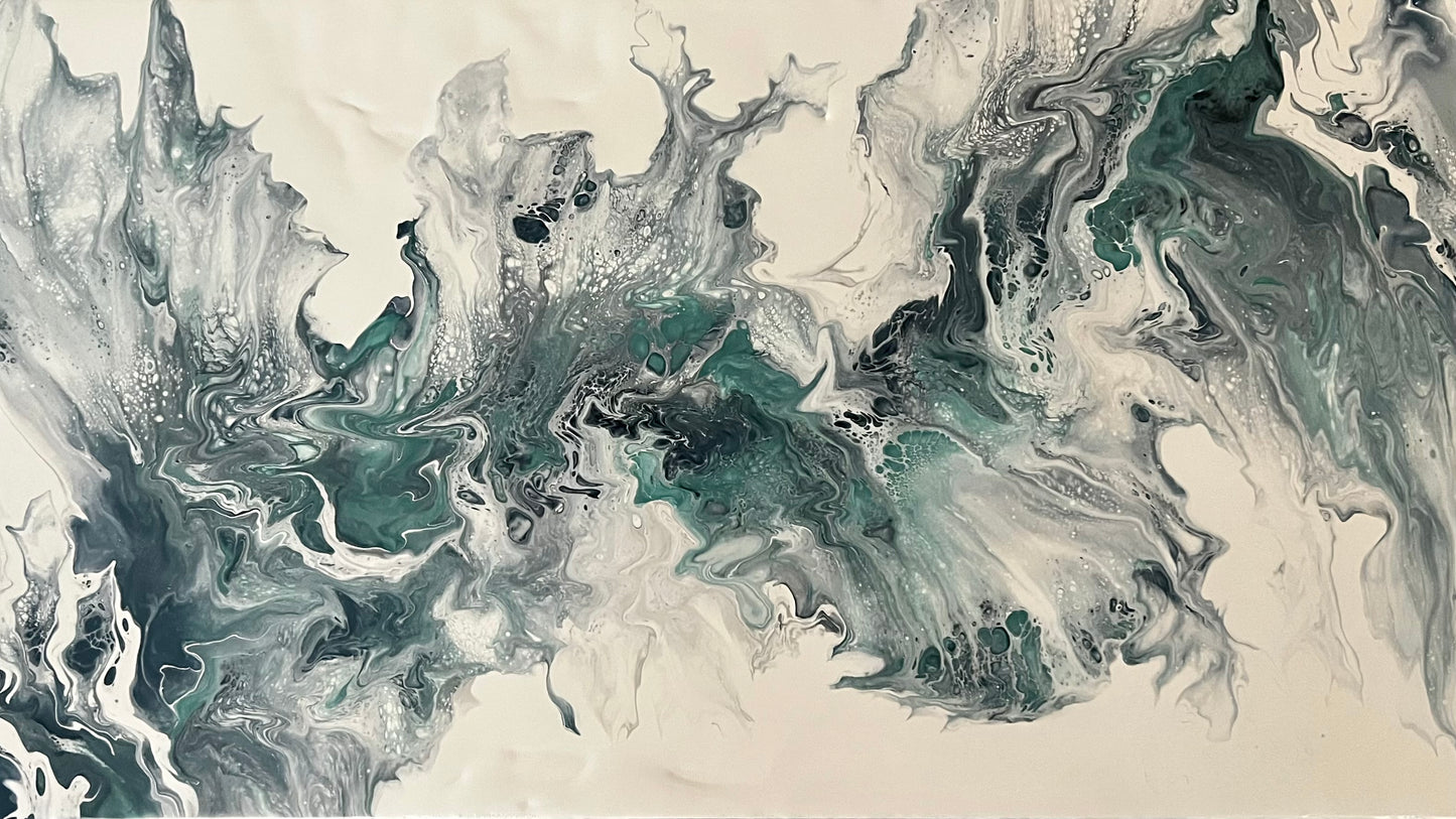 Custom Waves Painting with Acrylic Pour Paints