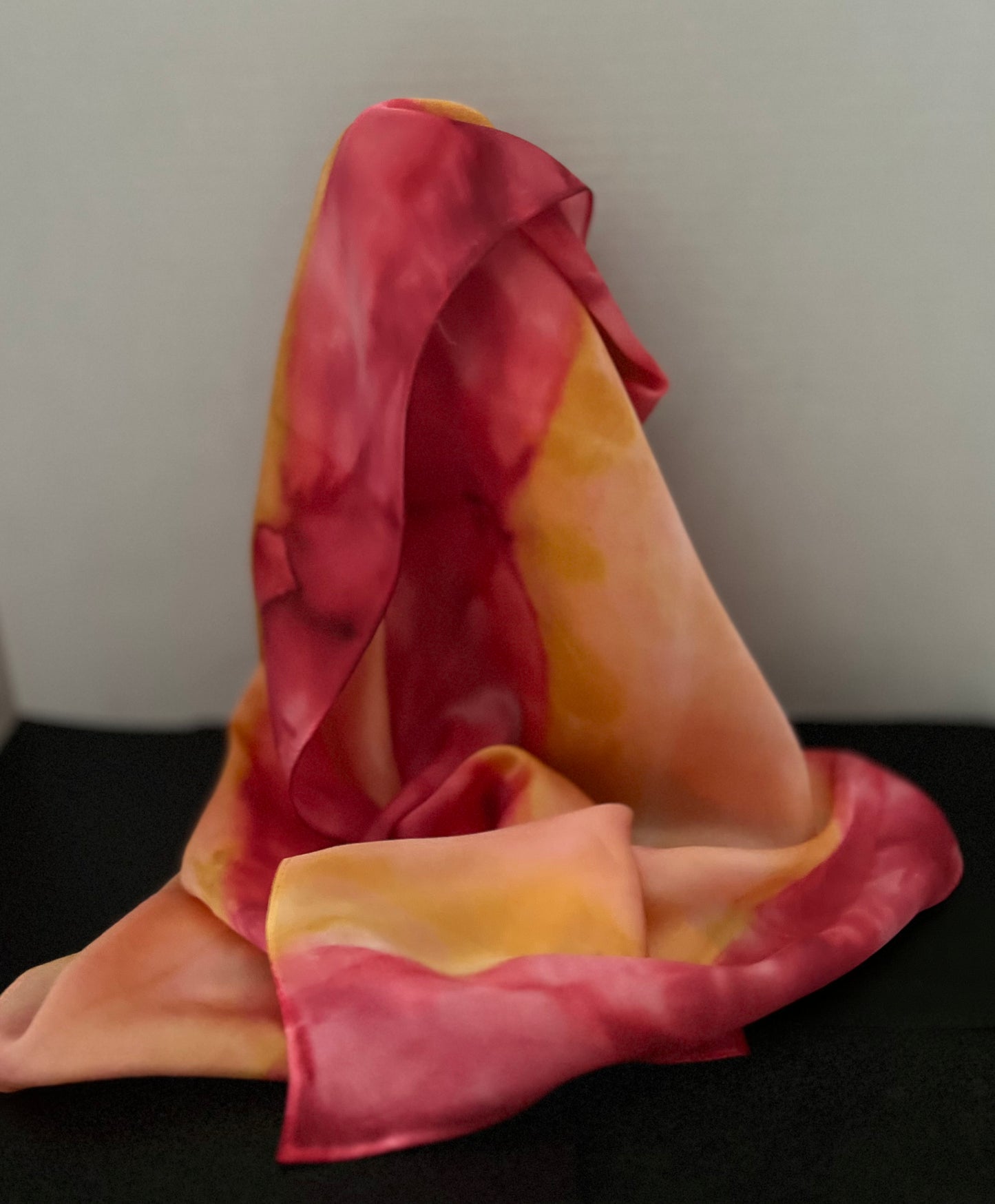 SS - 013 - Ombre scarf in Reds, Yellows and Peach