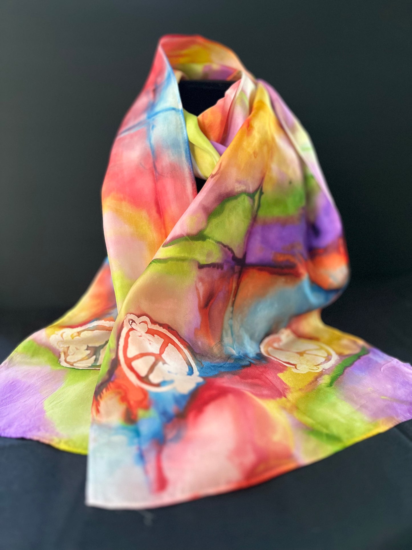 SS - 005  Silk Scarf Multicolored Silky Peace