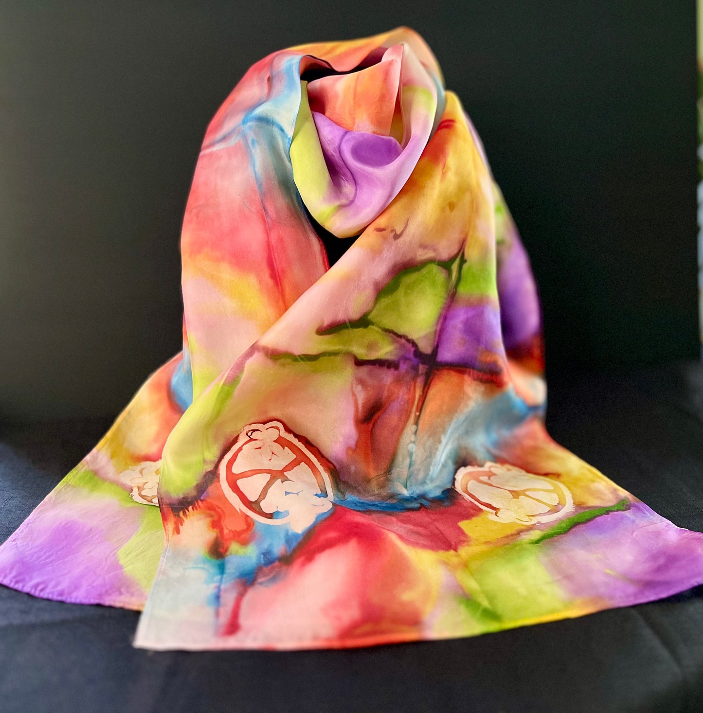 SS - 005  Silk Scarf Multicolored Silky Peace