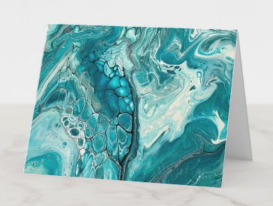 C-024 (4”x5.6”) Teal Acrylic Pour